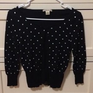 Black and White Polka Dot Cardigan Sweater